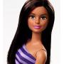 Muñeca Barbie básica con vestido morado a rallas