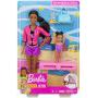 Muñecas y conjunto de juego Barbie Entrenadora de gimnasia morena con niña y accesorios