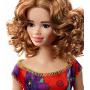 Muñeca Barbie básica con vestido rojo de flores