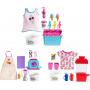 Paquete de accesorios para hornear y cocinar de Barbie con piezas con temática de desayuno, que incluye delantal para muñeca, molde para tostadora y recipiente de masa moldeadora Dough