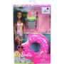 Muñeca Barbie con Flotador de Piscina en Forma de Donut Bañador Rosado, AA