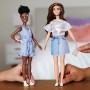 Ropa de Barbie: 2 trajes de muñeca que incluyen una camisa brillante, una falda y un mameluco con un bolso y un collar en forma de lazo