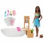 Barbie Fizzy Bath Doll and Playset, Brunette, with Tub, Puppy & More