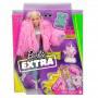 Muñeca número 3 Barbie Extra en abrigo rosa con mascota unicornio-cerdo