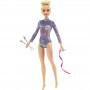 Muñeca Barbie gimnasta rítmica rubia (30,40 cm), leotardo y accesorios