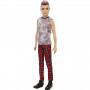 Muñeco Ken Barbie Fashionistas 176 rockero con camiseta sin mangas, pantalón de cuadros y accesorios de moda de juguete