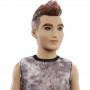 Muñeco Ken Barbie Fashionistas 176 rockero con camiseta sin mangas, pantalón de cuadros y accesorios de moda de juguete