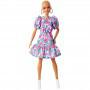 Barbie Fashionistas Doll #150 with No-Hair Look Wearing Pink Floral Dress, White Booties & Earrings