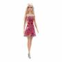 Muñeca Barbie básica con vestido rojo con mariposas
