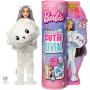 Muñeca Barbie Cutie Reveal - Muñeca con disfraz de oso polar con mascota, cambio de color, brillo de copo de nieve