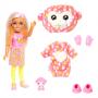 Muñeca Barbie Cutie Reveal Chelsea, muñeca con disfraz de mono de peluche y 7 sorpresas que incluyen cambio de color, serie Jungla