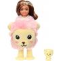 Muñeca y accesorios Serie Chelsea Cozy Cute Tees, Barbie Cutie Reveal, peluche de león, muñeca pequeña morena
