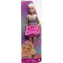 Muñeca Barbie Fashionista #213 con top a rayas y falda rosa
