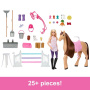 Barbie Mysteries: The Great Horse Chase Stable Playset con muñeca, caballo de juguete y accesorios, más de 25 piezas