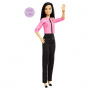 Muñeca Barbie Future Leader con pelo negro, 2 pulseras doradas y pin, incluye pegatina