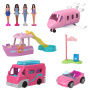 Barbie Mini Barbieland Juego de 4 muñecas y vehículos, 4 muñecas de 1,5 pulgadas y 4 vehículos de juguete icónicos