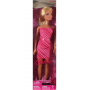 Muñeca Barbie básica con vestido rosa a rayas
