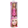 Muñeca Barbie básica con vestido rosa estampado