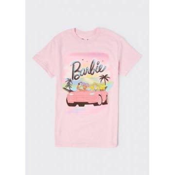 Camiseta con estampado de coche Barbie rosa claro