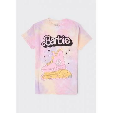 Camiseta con estampado de patín de ruedas de Barbie en colores pastel