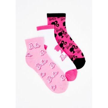 Paquete de 3 calcetines tobilleros con logotipo de Barbie