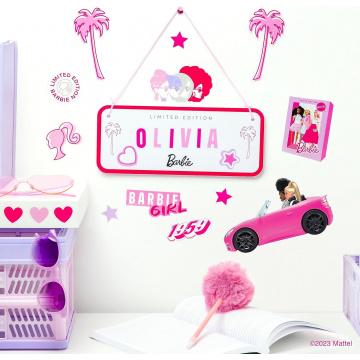 Letrero para habitación de Barbie de Paladone que incluye calcomanías