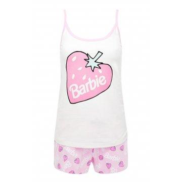 Pijama rosa y blanco de Barbie con shorts y camisola