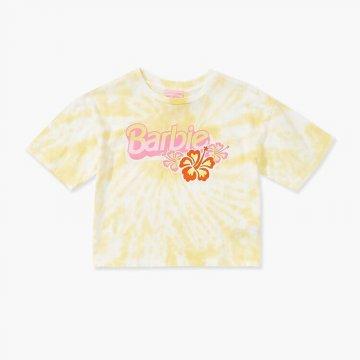 Camiseta con estampado de flores y teñido anudado de Barbie® para niñas