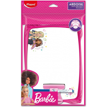 Maped - Kit Barbie Pizarra Blanca - Suave Irrompible - 1 Pizarra Borrable + 1 Porta Accesorios + 1 Pincel + 1 Rotulador - Doble Cara