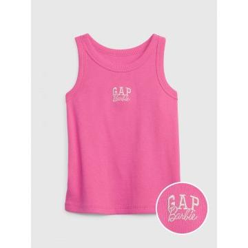Camiseta sin mangas con logo curvo de Gap × Barbie™ para niños pequeños