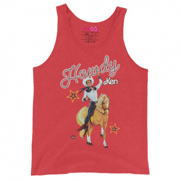 Camiseta sin mangas roja Howdy Ken de Barbie años 80 