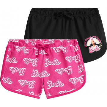 Barbie Pantalon Corto Niña, Pantalones Cortos 100% Algodón, Pack de 2 Shorts Para Niña De 3-14 Años