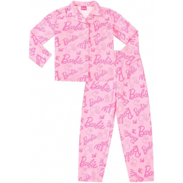 Barbie Conjunto de pijama largo de satén para mujer y niña, pijama de dos piezas