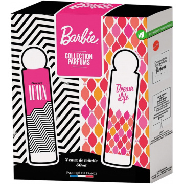 Set de perfume BARBIE Eau de Toilette Colección Discovery para Mujer 2 vaporizaciones 50ml Made in France Aromas Floral-Afrutado y Floral-Ámbar - Edición 65 Aniversario de BARBIE