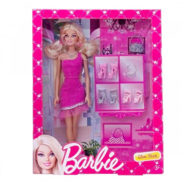Muñeca Barbie Glam Shoes (rosa y plata)