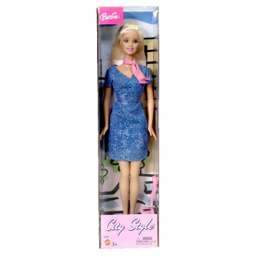 Muñeca Barbie City Style (rubia, vestido azul)