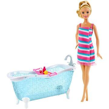 Muñeca Barbie y bañera (rubia)