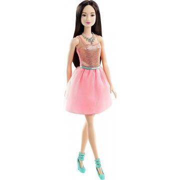 Muñeca Barbie Glitz Vestido coral