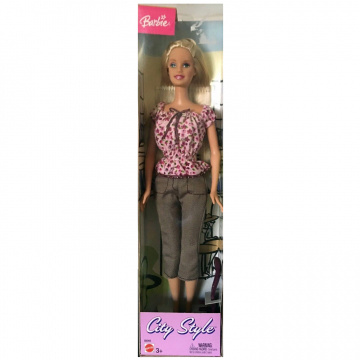 Muñeca Barbie City Style (rubia, flores rosas)