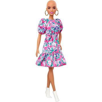 Muñecas Barbie Fashionistas #150 con un aspecto sin cabello y vestido floral