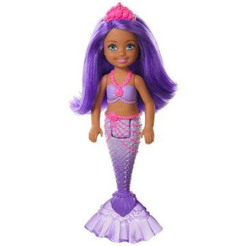Muñeca Chelsea Sirena Barbie Dreamtopia, 6.5-inch con pelo y cola morados