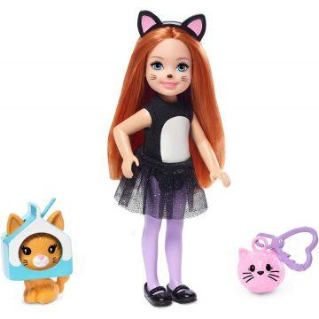 Muñeca con disfraz gata y Playset Barbie Club Chelsea (pelirrojo)