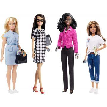 Juego de regalo del equipo de campaña de Barbie con cuatro muñecas y accesorios específicos de la campaña para muñecas candidatas, encargadas de campañas, recaudadoras de fondos y votantes