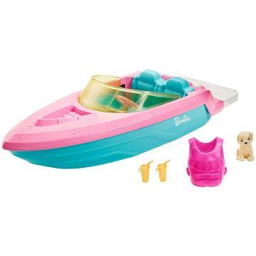 Barbie Boat with Puppy and Accessories, Fits 3 Dolls, Floats in Water