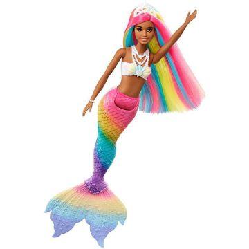 Muñeca sirena Barbie  Dreamtopia Rainbow Magic  con cabello arcoíris y función de cambio de color activada por agua
