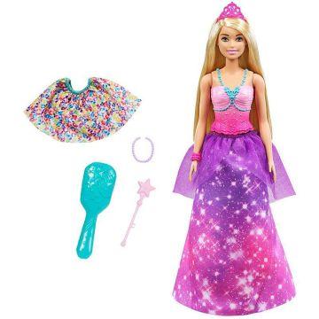 ​Muñeca Barbie Dreamtopia 2 en 1 de princesa a sirena que se transforma a la moda (rubia, 11,5 pulgadas) con 3 looks y accesorios