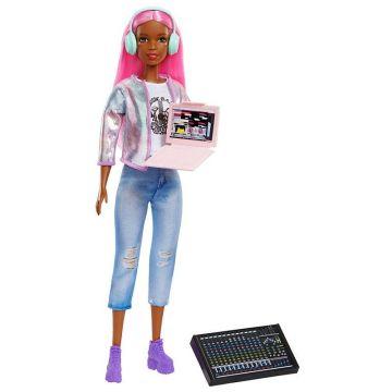 Muñeca Barbie Music Producer (30 cm), cabello rosado colorido, ropa y accesorios de moda