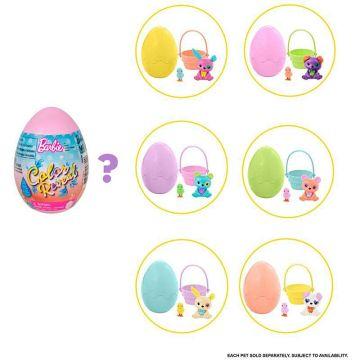 Juego de mascotas Barbie Color Reveal en estuche de huevos de Pascua con 5 sorpresas