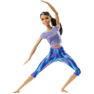 Muñeca Barbie Made to Move con 22 articulaciones flexibles y coleta morena rizada con ropa deportiva