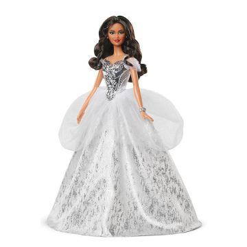 Muñeca Barbie navideña 2021, morena de pelo rizado